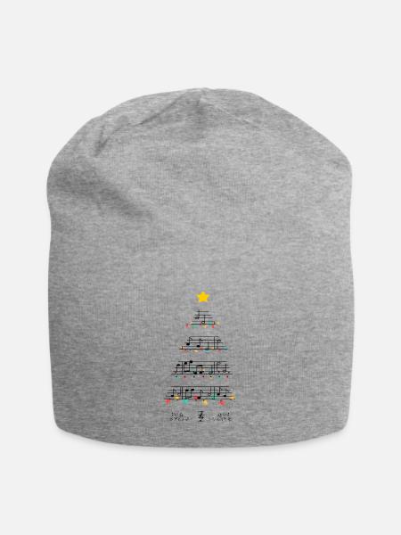 Weihnachtsbaum Musiknoten Chor Musik Geschenk - Jersey-Beanie - Grau meliert