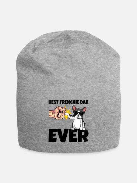 Französische Bulldogge - Jersey-Beanie - Grau meliert