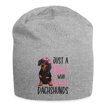 Dachshund girl - Jersey Beanie - heather grey - Front