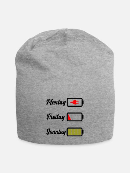 Batterie leer Akku Montag Freitag Sonntag - Jersey-Beanie - Grau meliert