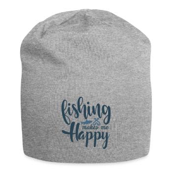 Anglers catch a fish on the lake - Jersey Beanie - heather grey - Front