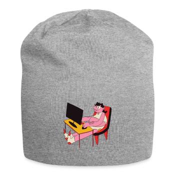Ugly man in underwear in the home office - Jersey Beanie - heather grey - Front