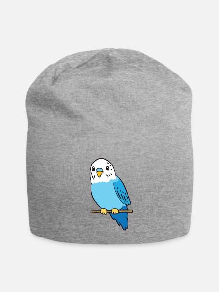 Budgie Bird Parakeet Cute Parakeet Blue - Jersey-Beanie - Grau meliert