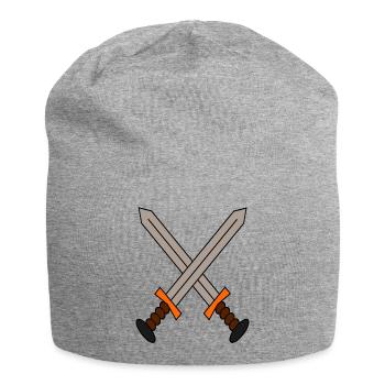 A logo of 2 swords crossed in a gamer style. - Jersey Beanie - heather grey - Front