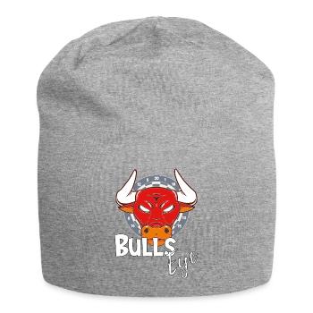 Bullseye, funny dart player gift with bull - Jersey Beanie - heather grey - Front