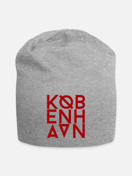 København Typo Monogram in Crimson Red - Jersey-Beanie - Grau meliert