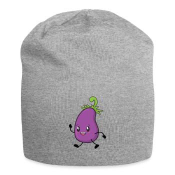 Aubergine - Jersey-Beanie - Grau meliert - Vorne