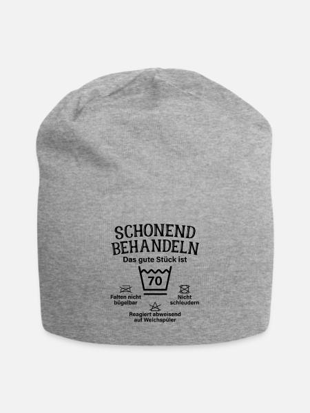 Schonend Behandeln Siebzig Geschenk 70. Geburtstag - Jersey-Beanie - Grau meliert