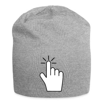Click Here - Zeigefinger Klick Symbol - Jersey-Beanie - Grau meliert - Vorne