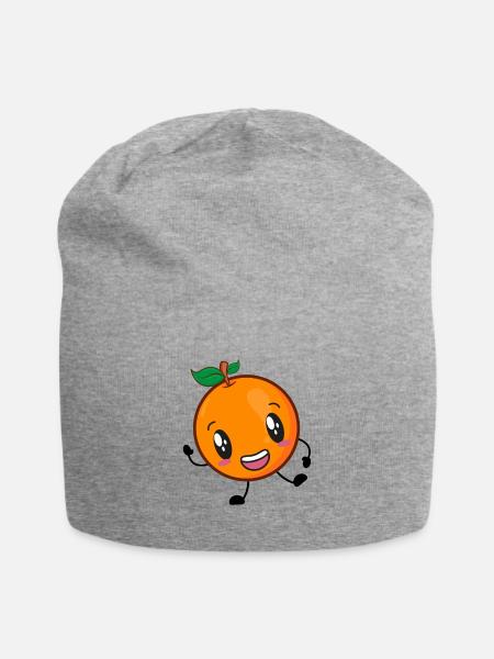 Orange - Jersey-Beanie - Grau meliert