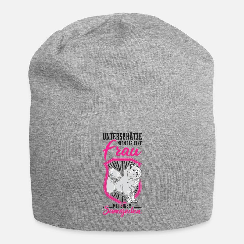 Samojede Frau Samojeden Mädchen Schlittenhund - Jersey-Beanie - Grau meliert