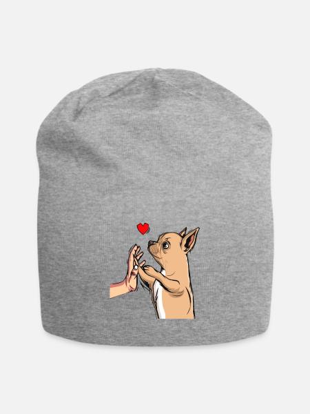 Chihuahua Liebe Hunde Frauchen Geschenk - Jersey-Beanie - Grau meliert