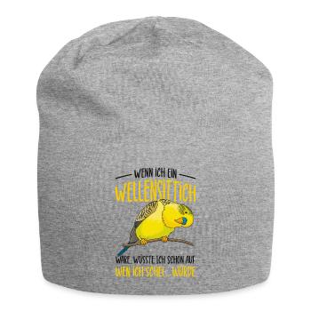Wellensittich - Jersey-Beanie - Grau meliert - Vorne