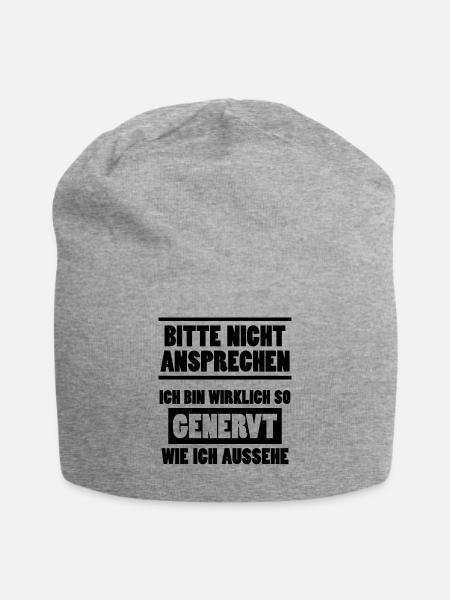 Nicht Ansprechen Genervt Lustiger Spruch Geschenk - Jersey-Beanie - Grau meliert