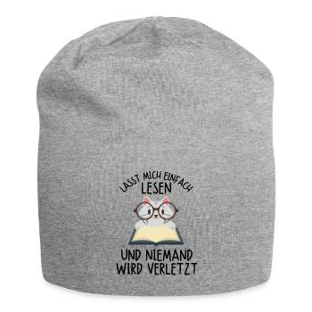 Leseratte Katze Katzen Buch Bücher Kätzchen Spruch - Jersey-Beanie - Grau meliert - Vorne