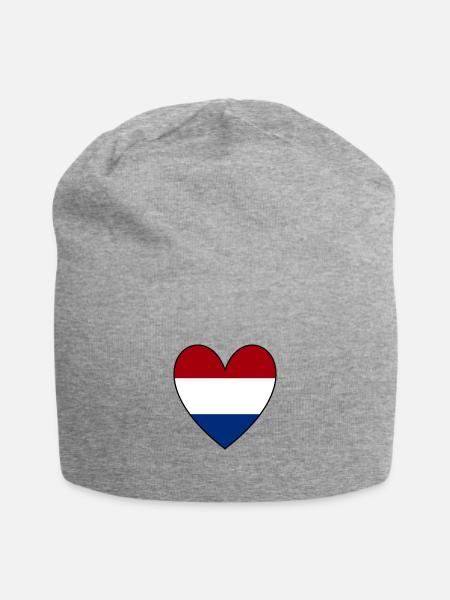 Niederlande Herz - Jersey-Beanie - Grau meliert