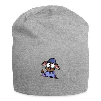 Hase zeigt Mittelfinger - Jersey-Beanie - Grau meliert - Vorne