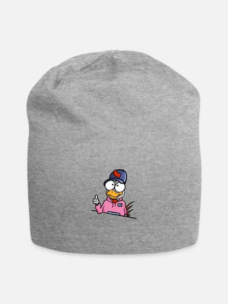 Huhn zeigt Mittelfinger - Jersey-Beanie - Grau meliert