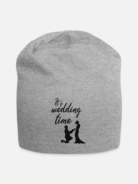 Hochzeit heiraten - Jersey-Beanie - Grau meliert