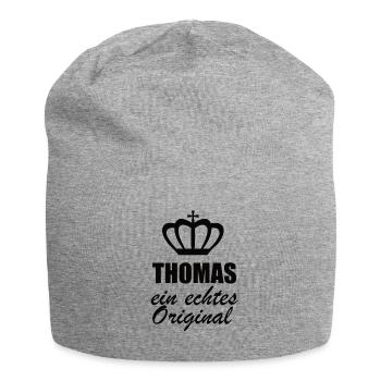 Thomas NameVorname Geschenk - Jersey-Beanie - Grau meliert - Vorne