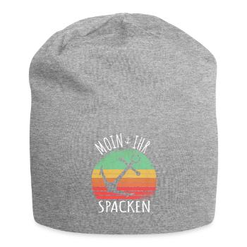 Moin Ihr spacken mit Anker Vintage Retro Geschenk - Jersey-Beanie - Grau meliert - Vorne