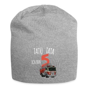 feuerwehr tatü tata ich bin 5. Geburtstag Geschenk - Jersey-Beanie - Grau meliert - Vorne
