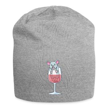 Ratte Rotwein - Jersey-Beanie - Grau meliert - Vorne