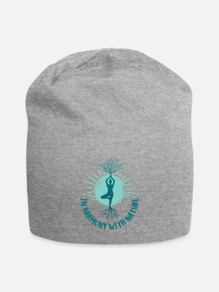 Yoga Meditation Nature Sun Design with Inscription - Jersey Beanie - heather grey