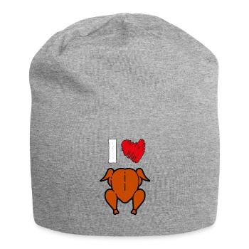 Funny I Love Chicken BBQ Grilling Design - Jersey Beanie - heather grey - Front