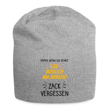 Geil muss ich mir merken - Zack vergessen - Jersey-Beanie - Grau meliert - Vorne