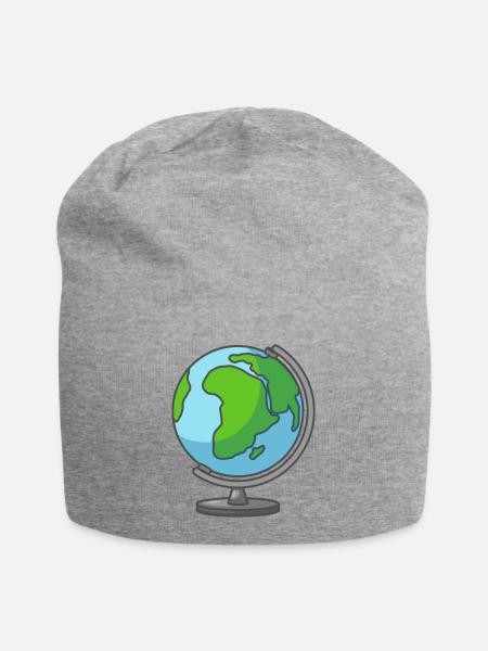 Globus Erde Welt Erdkugel Weltkugel - Jersey-Beanie - Grau meliert
