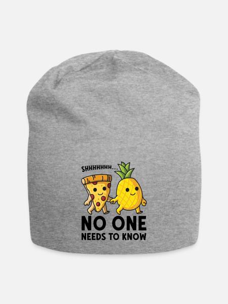 No One Needs to Know Pizza Hawaii Partnerlook - Jersey-Beanie - Grau meliert