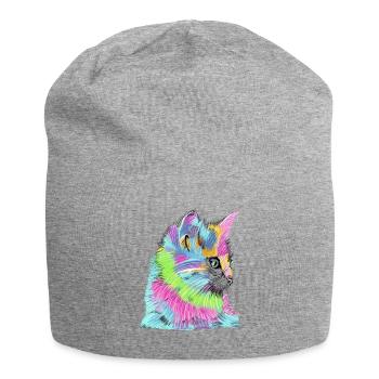 Katze bunt - Jersey-Beanie - Grau meliert - Vorne