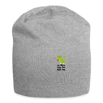 Vinosaurier Zu Vino sag ich nie no - Wein Dino - Jersey-Beanie - Grau meliert - Vorne