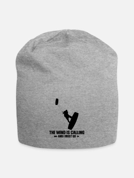 Kiteboarder Kite Surf Surfing Retro Vintage Kiting - Jersey Beanie - heather grey