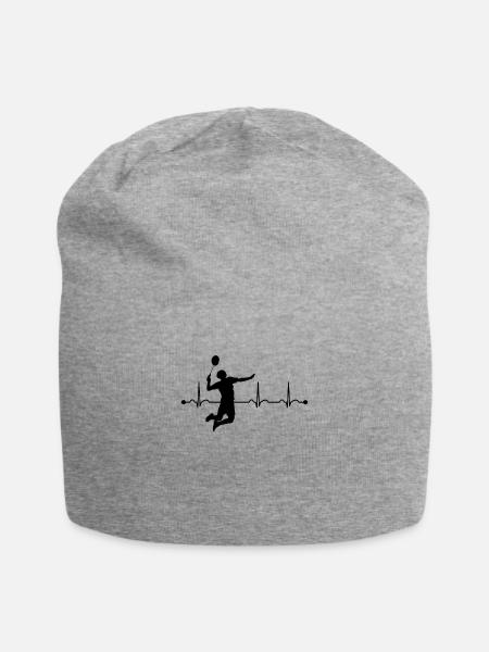 Badmintonspieler Badminton EKG Herzschlag - Jersey-Beanie - Grau meliert