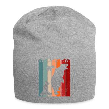 Papa bear dad bear father's day retro vintage animals - Jersey Beanie - heather grey - Front
