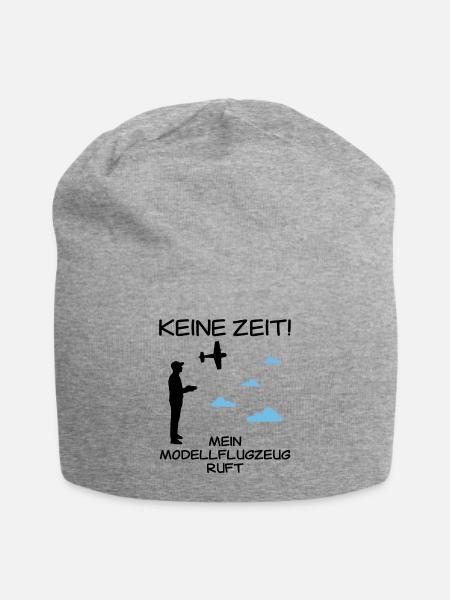 RC Flugzeug Lustiger Spruch Modellflug Geschenk - Jersey-Beanie - Grau meliert