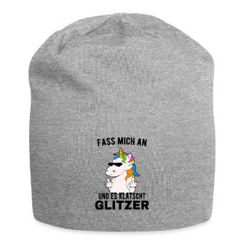 Einhorn zeigt Mittelfinger Es Klatscht Glitzer Fun - Jersey-Beanie - Grau meliert - Vorne