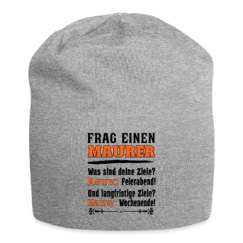 Frag einen Maurer - Hochbaumaurer Baustelle - Jersey-Beanie - Grau meliert - Vorne