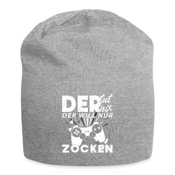 Der tut nix der will nur zocken Gamer Handy PC - Jersey-Beanie - Grau meliert - Vorne