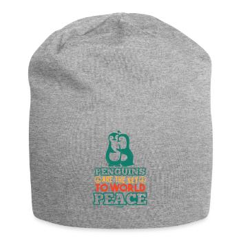 Pinguine Weltfrieden - Jersey-Beanie - Grau meliert - Vorne