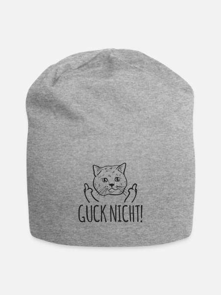 Lustige Katze Katzen - Jersey-Beanie - Grau meliert