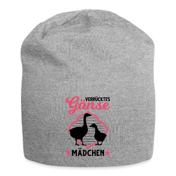 Verrücktes Gänse Mädchen Gans Gänsezüchterin - Jersey-Beanie - Grau meliert - Vorne