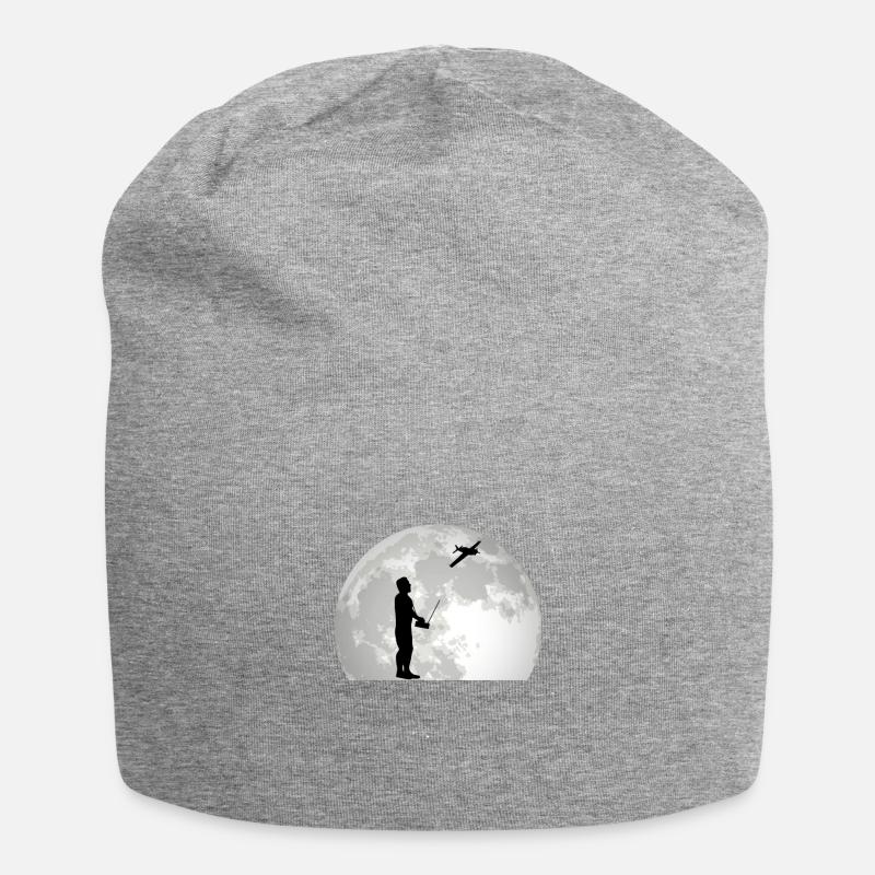 Modellflugzeug Mond Modellflieger Modellbauer - Jersey-Beanie - Grau meliert