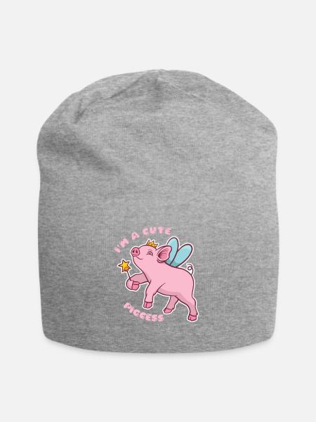 Schwein Prinzessin - Ich bin ein niedlicher Pigcess - Jersey-Beanie - Grau meliert