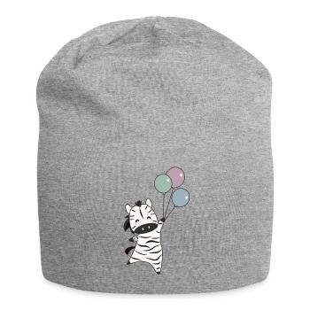 Zebra flies with balloons upwards cute animals - Jersey Beanie - heather grey - Front
