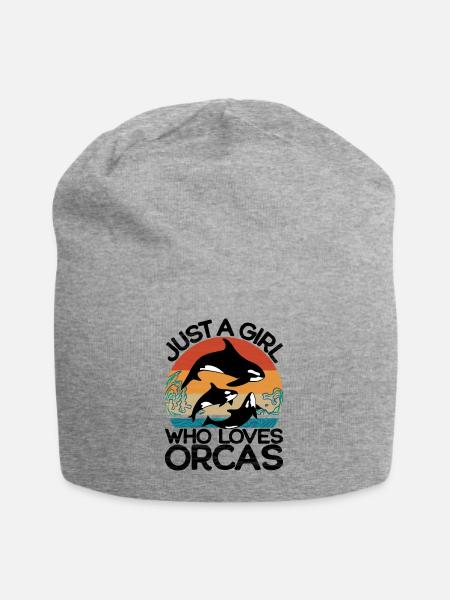 Just a girl who loves orcas - Schwertwal Vintage - Jersey-Beanie - Grau meliert