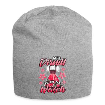 Mei Dirndl is in da Wäsch - Jersey-Beanie - Grau meliert - Vorne