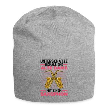 Saxophonistin Alte Dame Saxophonspielerin Saxophon - Jersey-Beanie - Grau meliert - Vorne